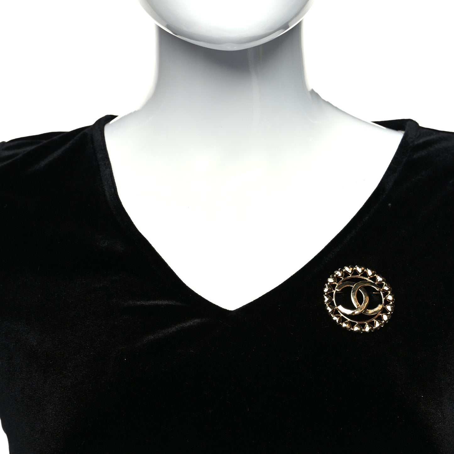 Metal CC Heart Brooch Gold
