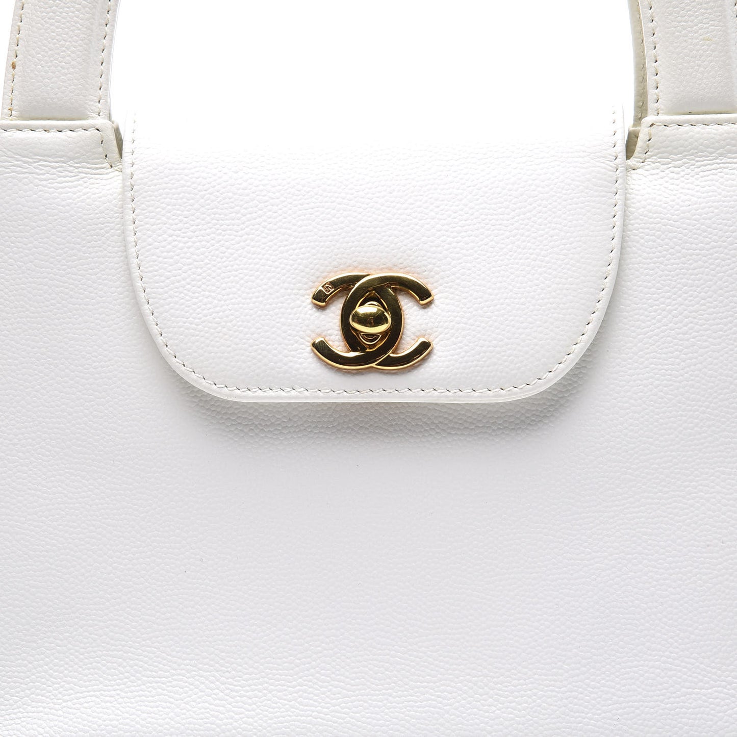 Caviar Top Handle Bag White