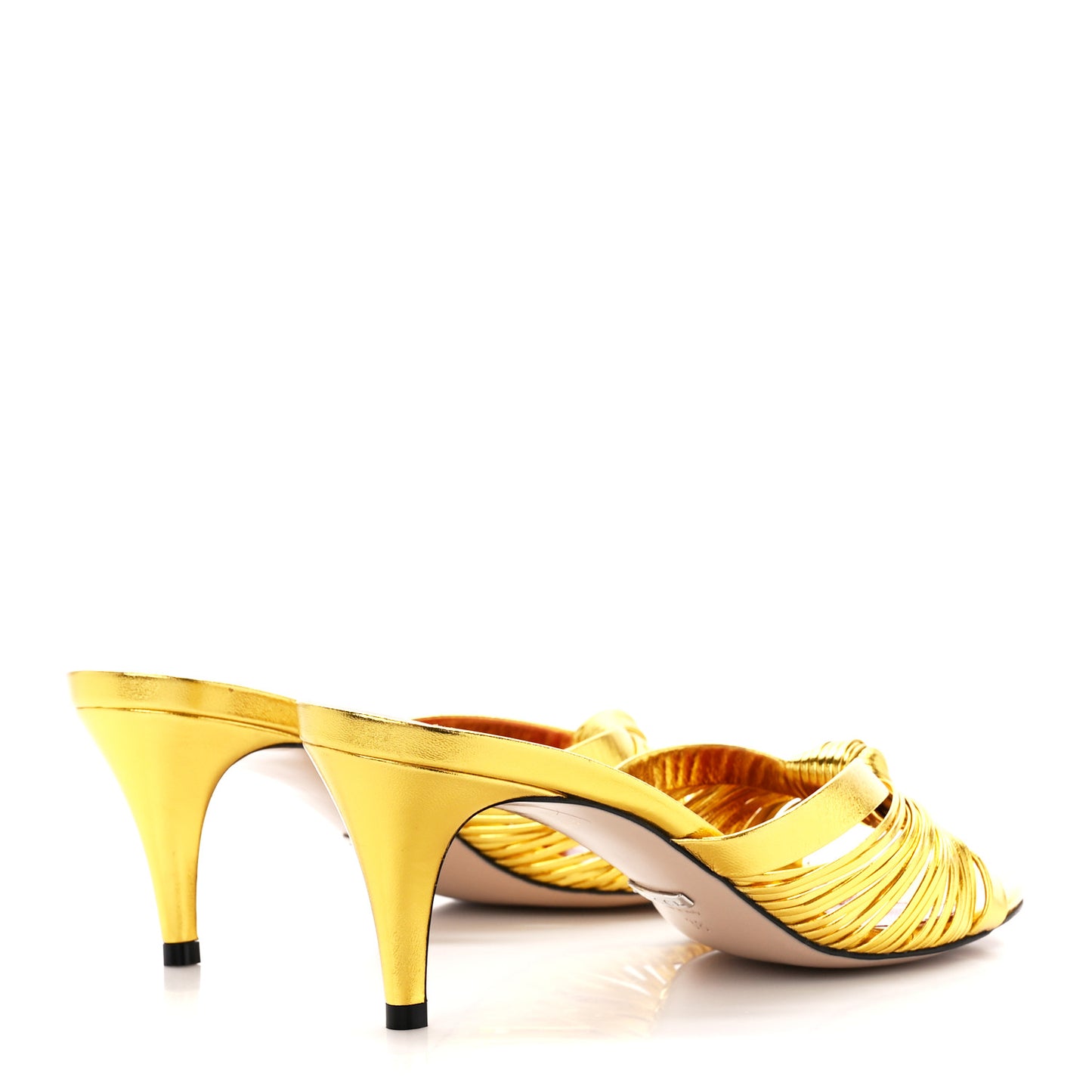 Metallic Nappa Crawford Knot Mid Heel Slide Sandals 38 Gold