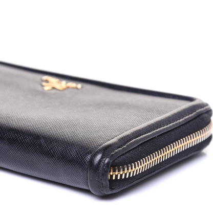Prada Saffiano Metal Zip Around Wallet Black 7 of 9