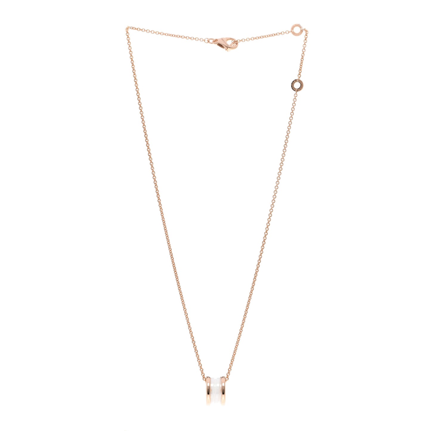 18K Rose Gold White Ceramic B.Zero1 Pendant Necklace