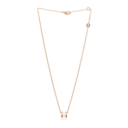 Bulgari 18K Rose Gold White Ceramic B.Zero1 Pendant Necklace 3 of 4