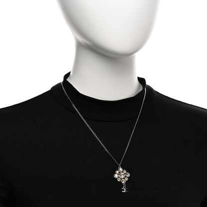 Chanel Crystal CC Drop Pendant Necklace Silver 2 of 6