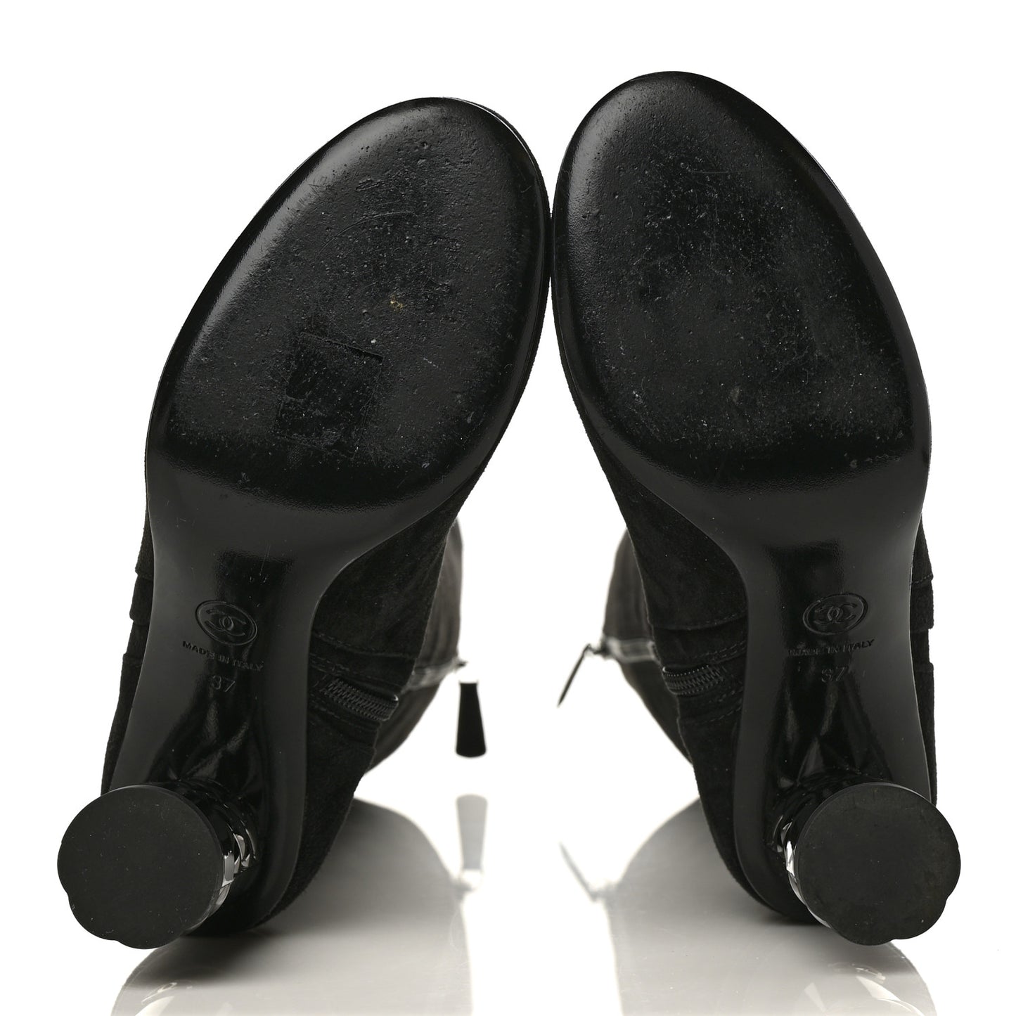 Suede Calfskin High Boots 37 Black