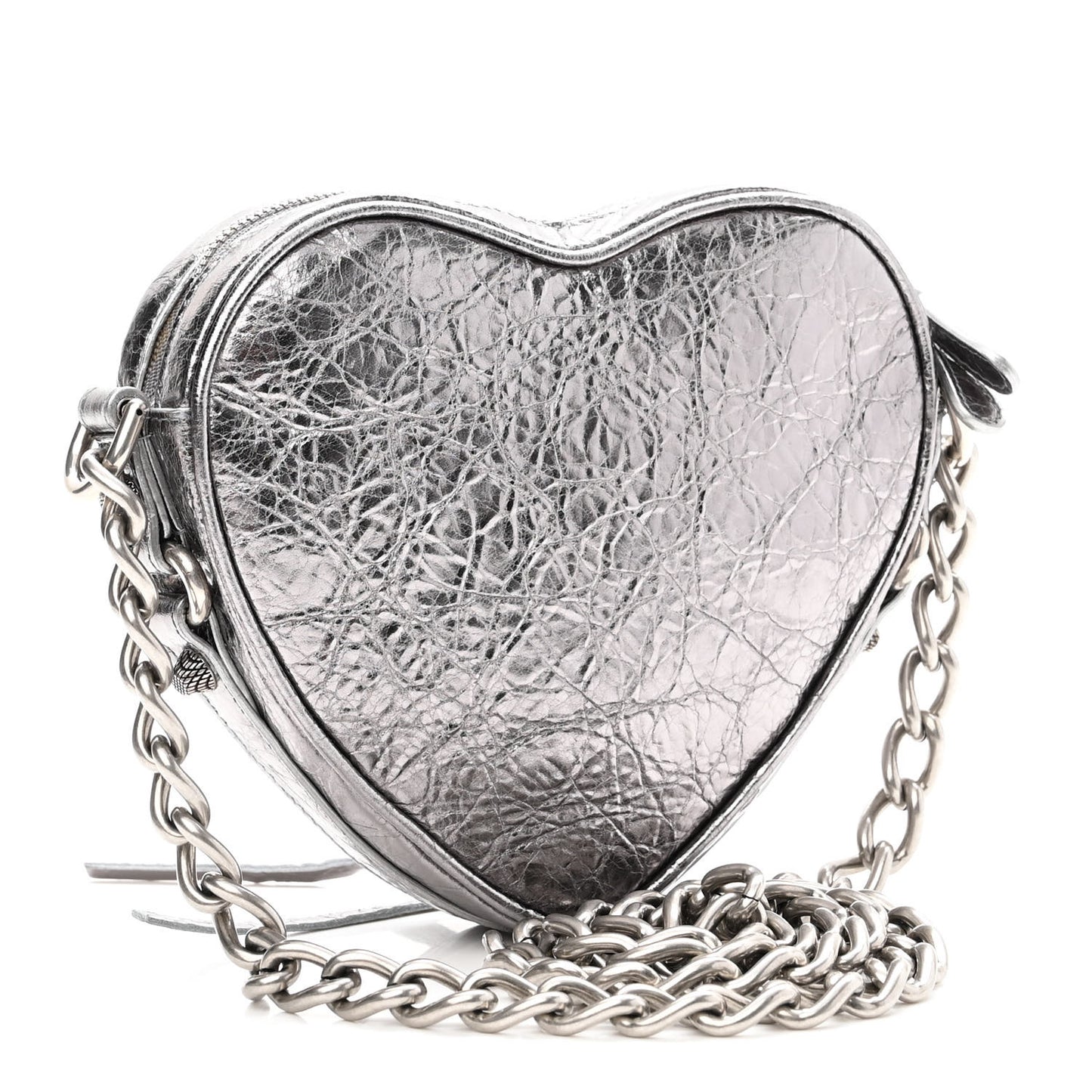 Metallic Agneau Arena Mini Le Cagole Heart Bag Silver