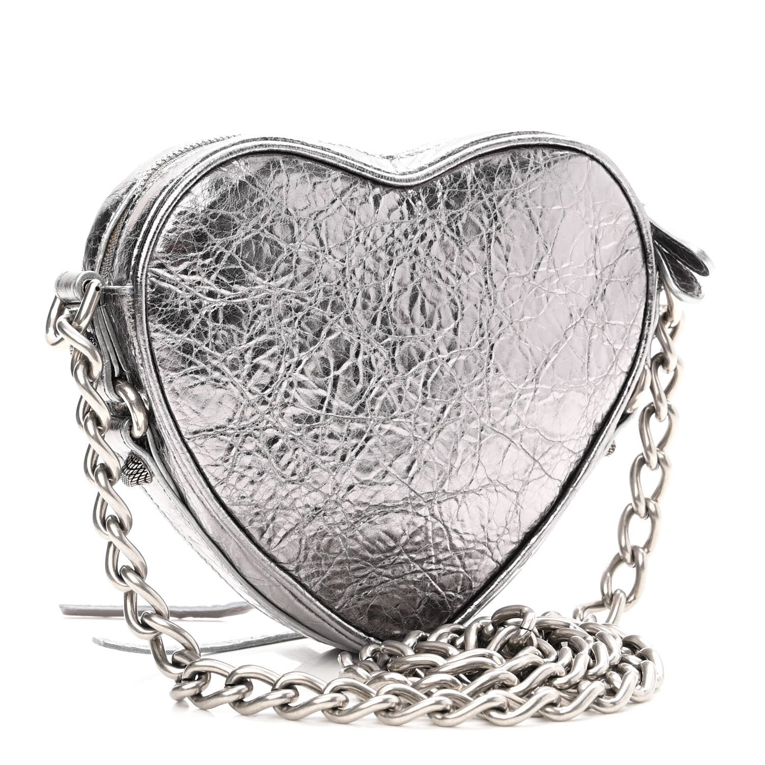 Balenciaga Metallic Agneau Arena Mini Le Cagole Heart Bag Silver 3 of 9