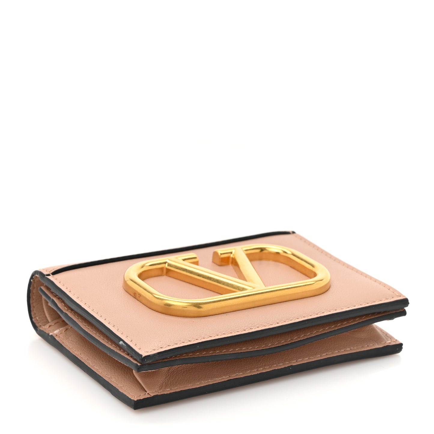 Calfskin Vlogo French Flap Wallet Rose Cannelle