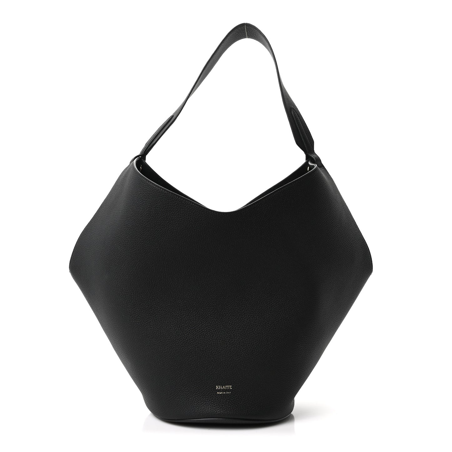 Pebbled Sport Calfskin Small Lotus Tote Black