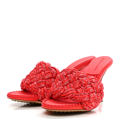 Bottega Veneta Lambskin Fabric Weave Intrecciato Dot Sandals 40.5 Bubble Gum Tomato 3 of 9