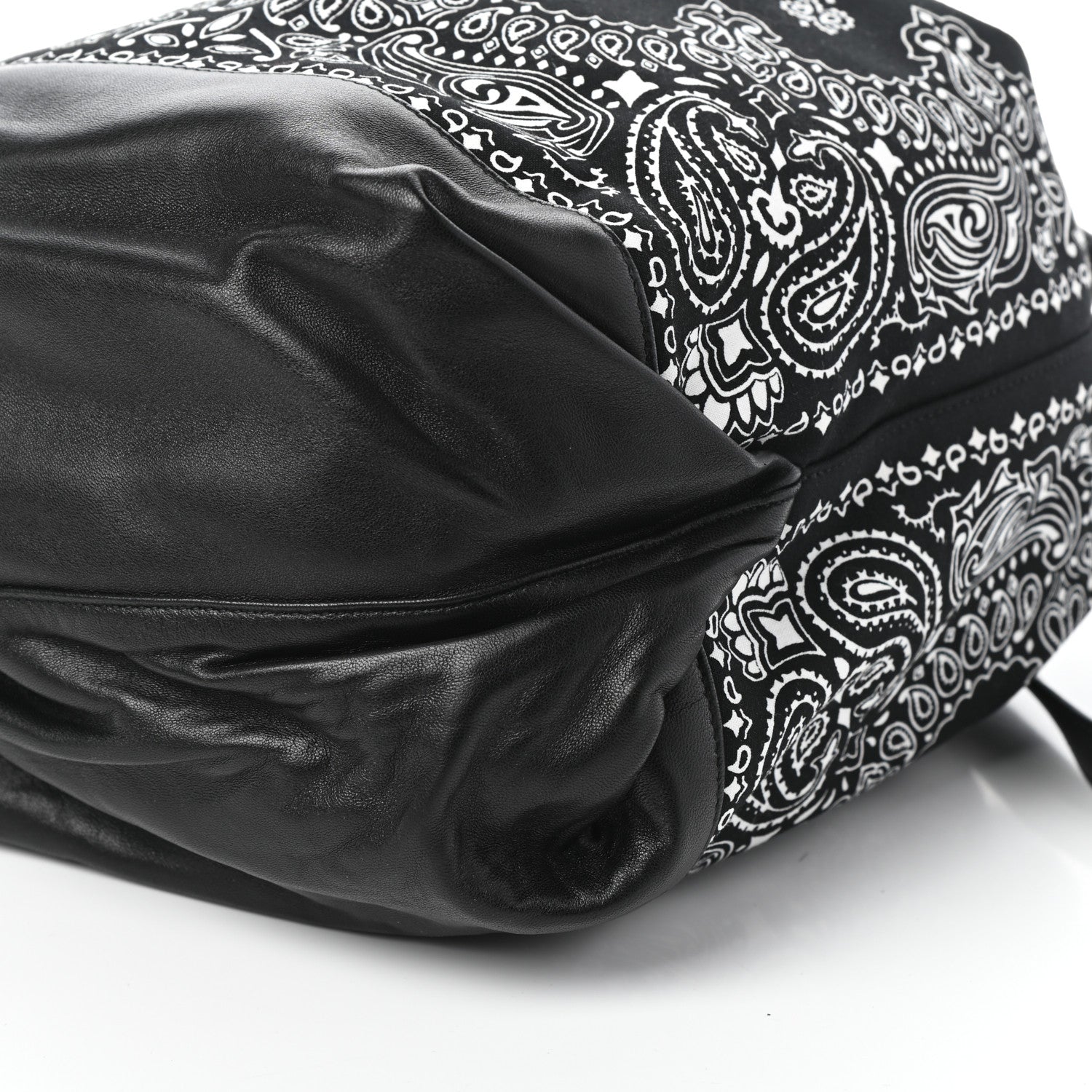 Saint Laurent Canvas Calfskin Bandana Teddy Drawstring Bag Black 9 of 9