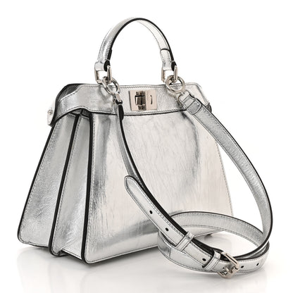 Fendi Rock Millenium Laminata Small Peekaboo I SEE U Satchel Argento 3 of 11