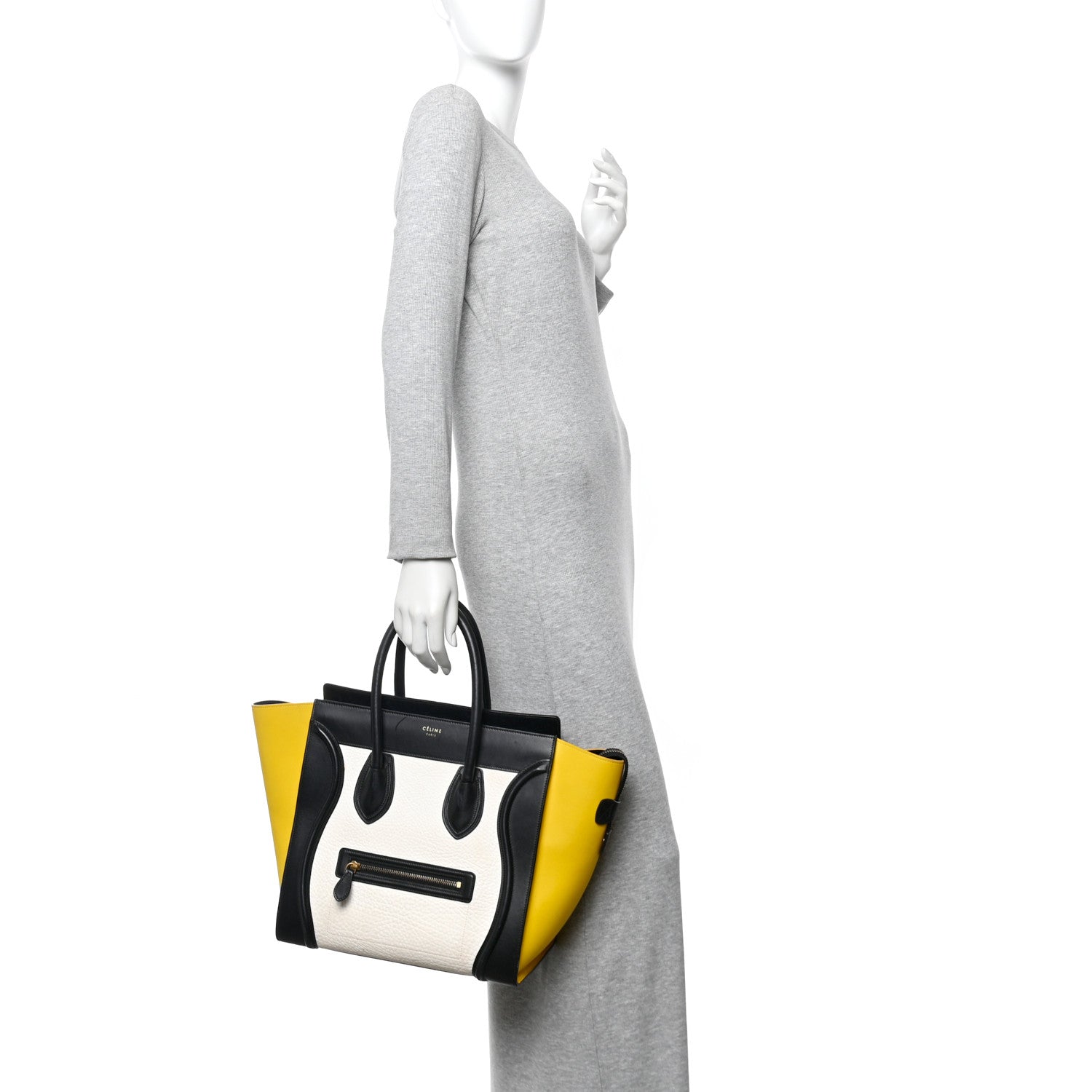Celine Elephant Calfskin Mini Tri-Color Luggage Optic White Yellow 2 of 14