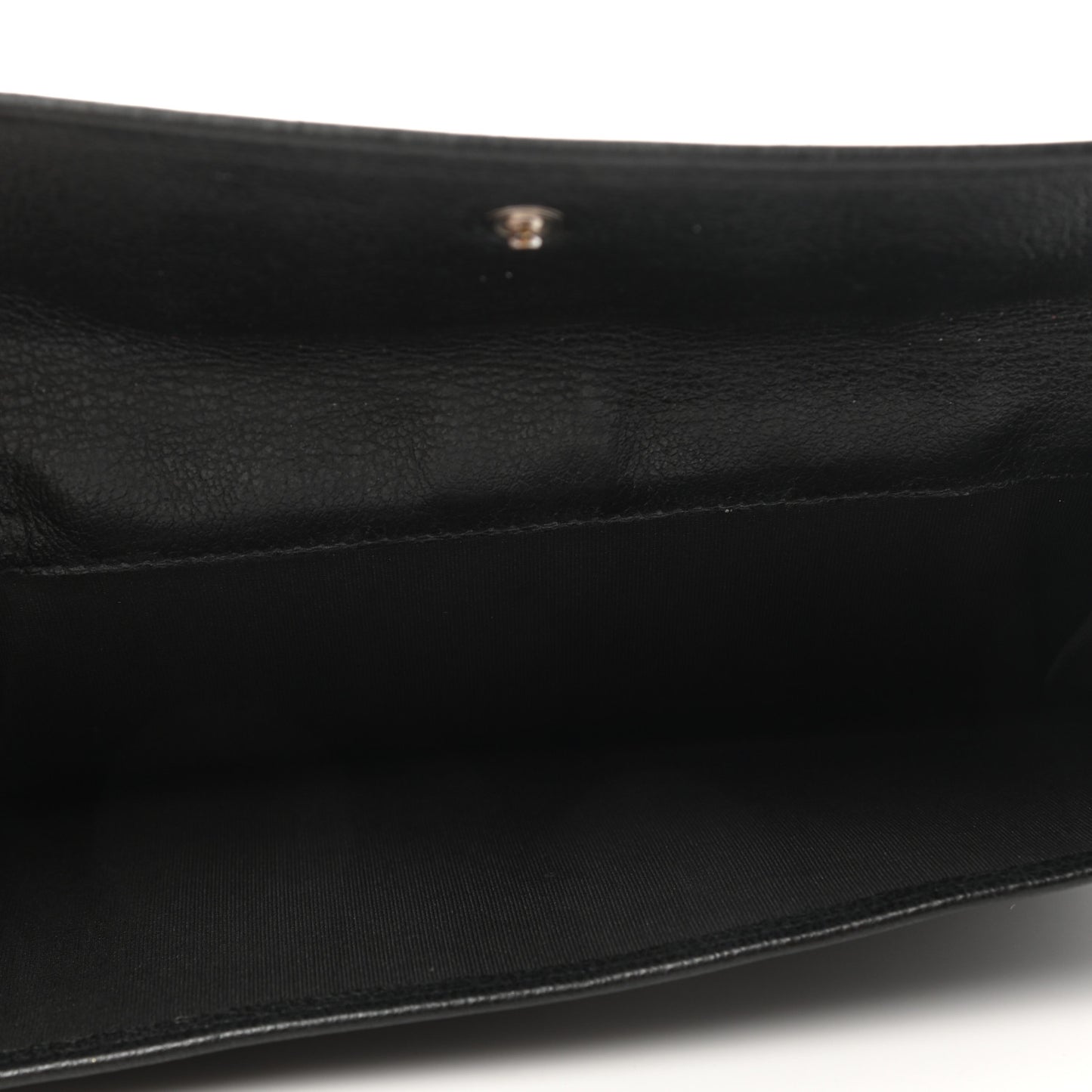 Goatskin Camellia Embossed Flap Wallet Black