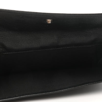 Chanel Goatskin Camellia Embossed Flap Wallet Black 4 of 9