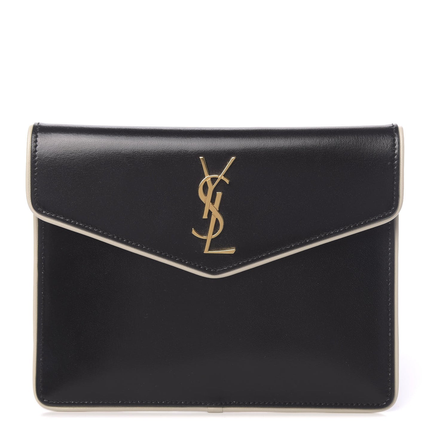 Smooth Shiny Calfskin Monogram Uptown Baby Pouch Black White