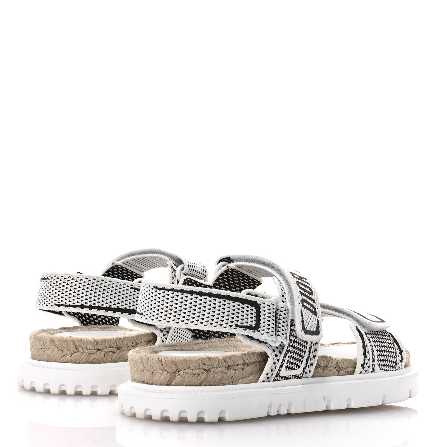 Christian Dior Technical Knit Jute Dioract 10mm Sandals 37 White Black 5 of 9