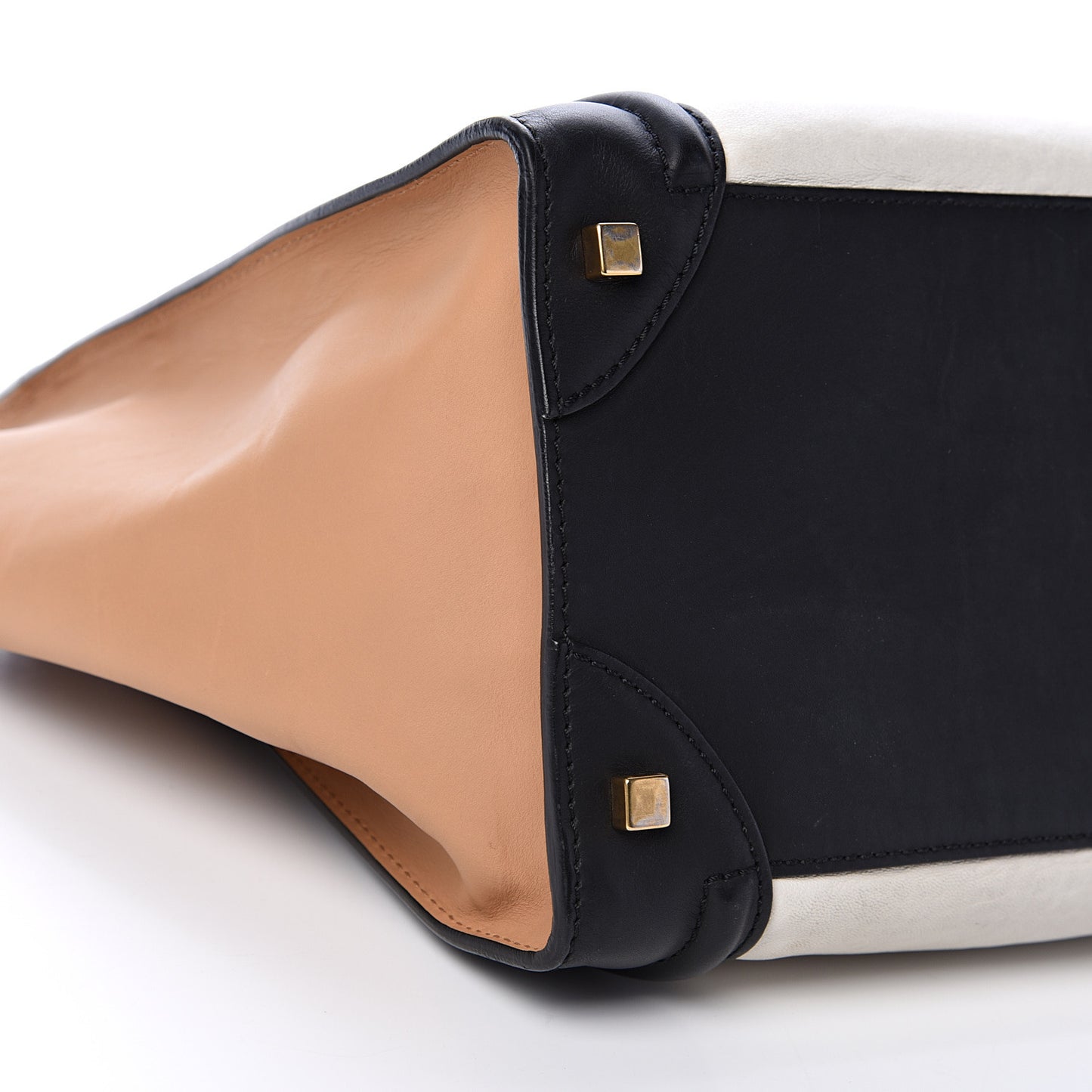 Calfskin Mini Tri-Color Luggage Black Brown White