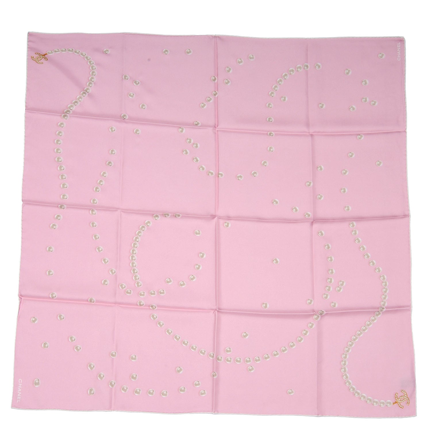 Chanel Silk Pearl CC Square Scarf Pink 2 of 5