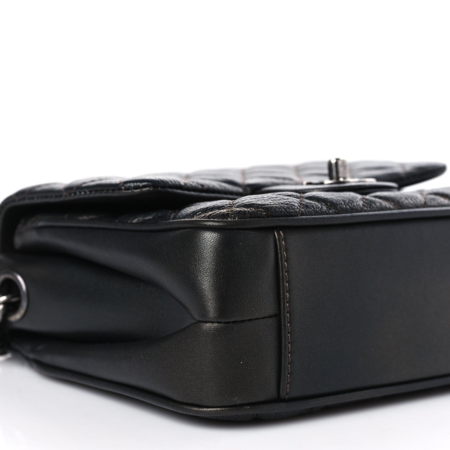 Chanel Metallic Goatskin Quilted Small Rock In Rome Flap Charcoal 7 of 8