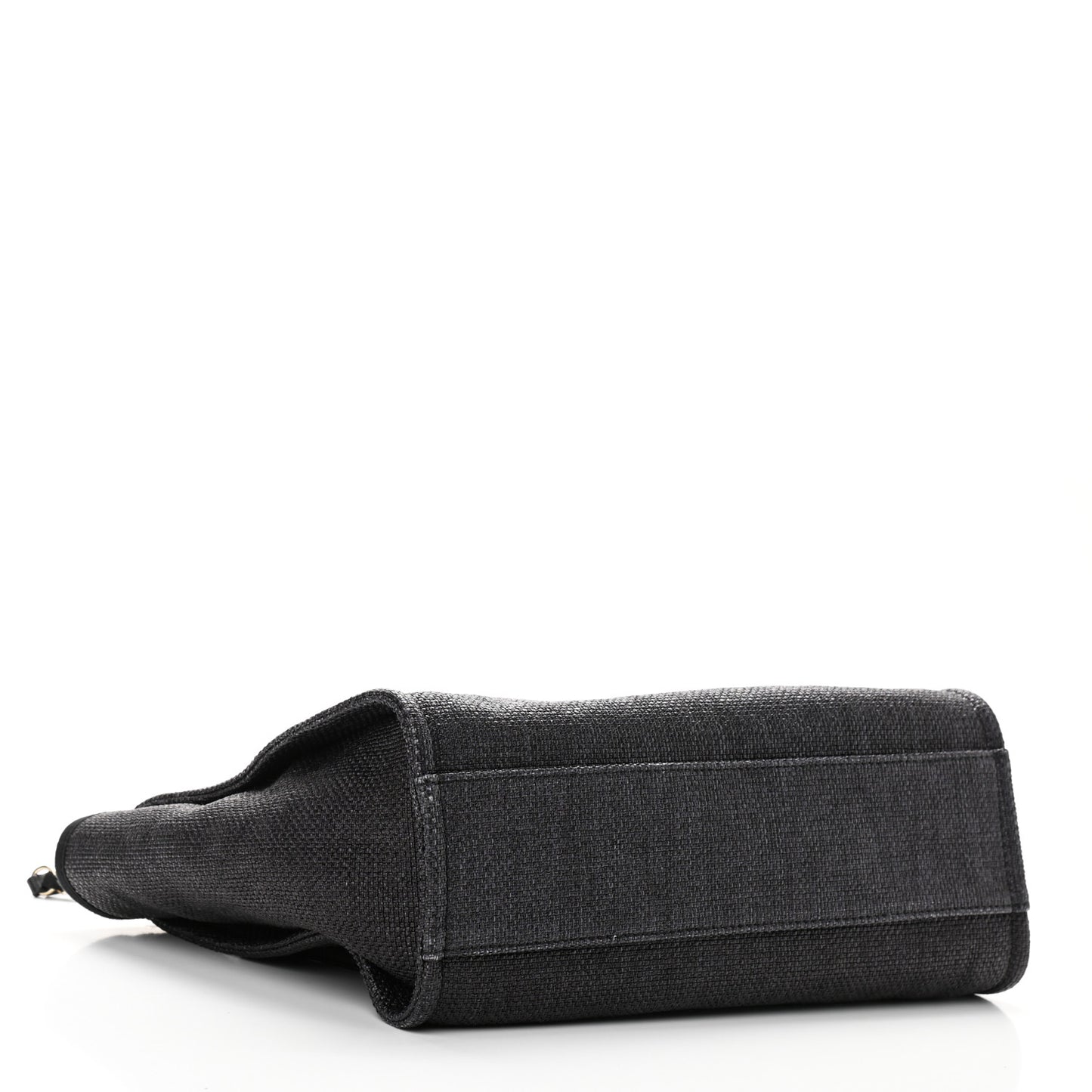Woven Straw Raffia Small Deauville Tote Black