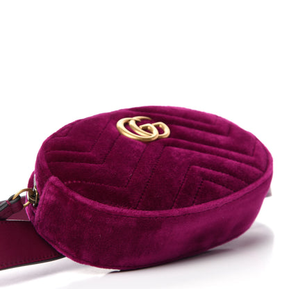 Gucci Velvet Matelasse GG Marmont Belt Bag 85 34 Fuchsia Violet Cyclamen 4 of 10