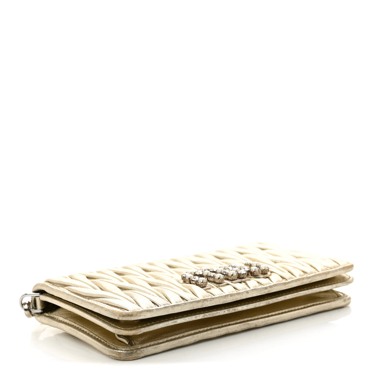 Metallic Nappa Matelasse Chain Crossbody Gold