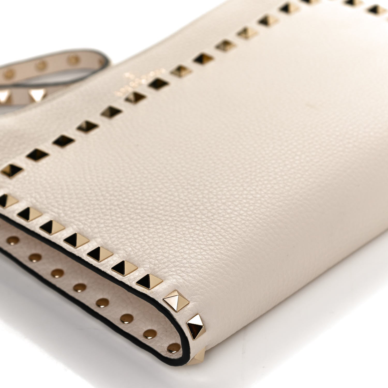 Valentino Garavani Pebbled Calfskin Rockstud Wristlet Clutch White 11 of 11