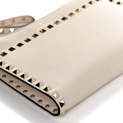 Valentino Garavani Pebbled Calfskin Rockstud Wristlet Clutch White 11 of 11