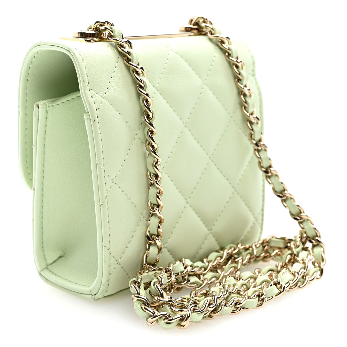 Chanel Lambskin Quilted Mini Trendy CC Chain Wallet Light Green 2 of 10