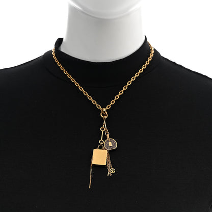 Louis Vuitton Metal Mini Boite Chapeau Pendant Necklace Gold 2 of 5