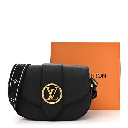 Louis Vuitton Grained Calfskin LV Pont 9 Soft MM Black 12 of 12