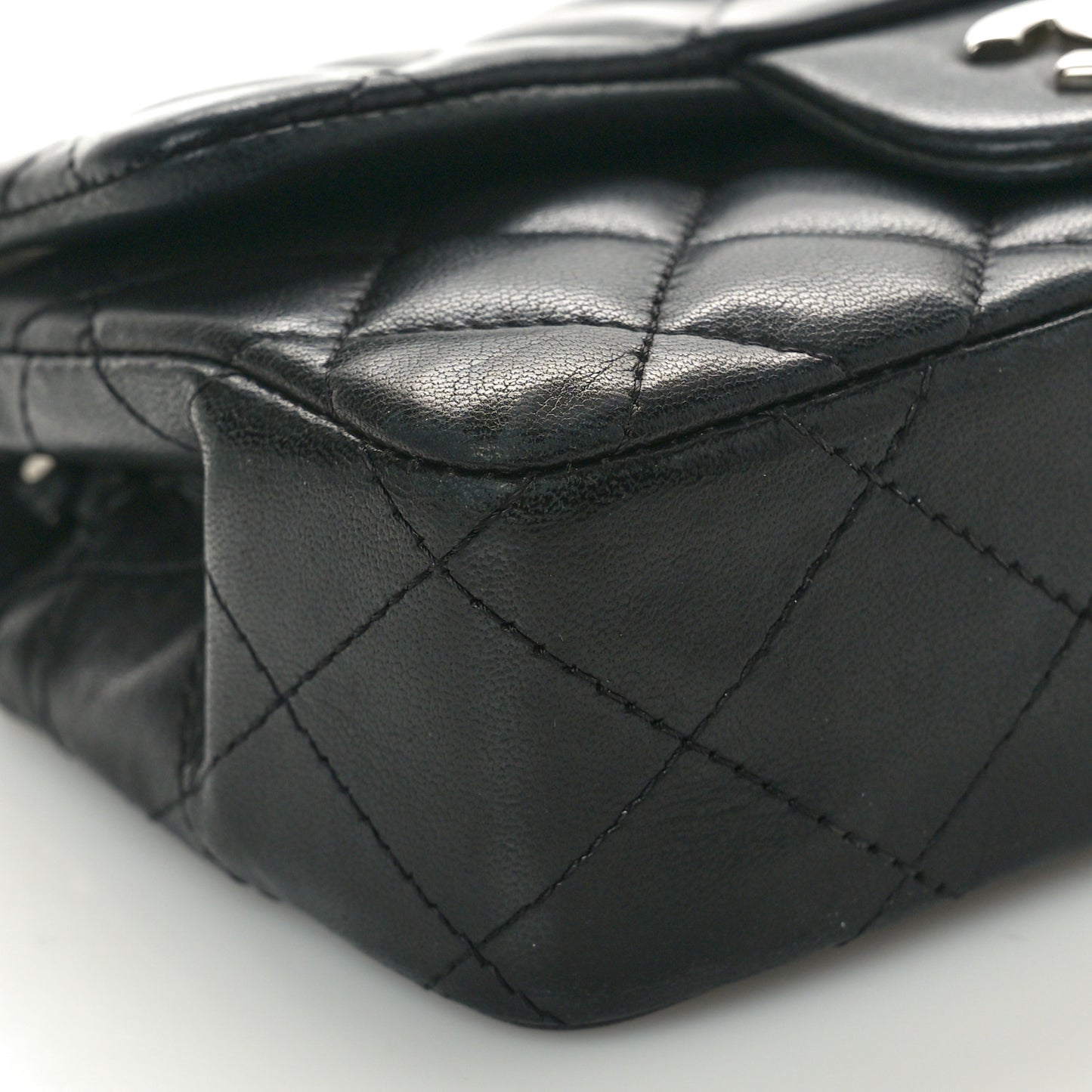 Lambskin Quilted Extra Mini Rectangular Flap Black