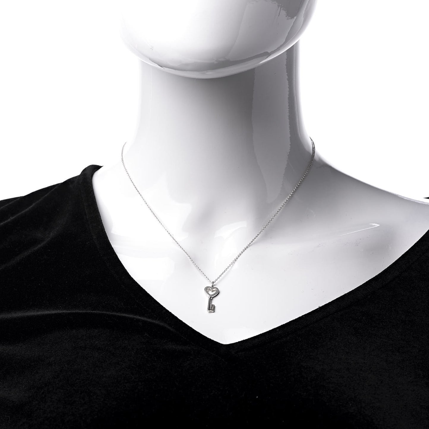 Sterling Silver Mini Heart Key Pendant Necklace