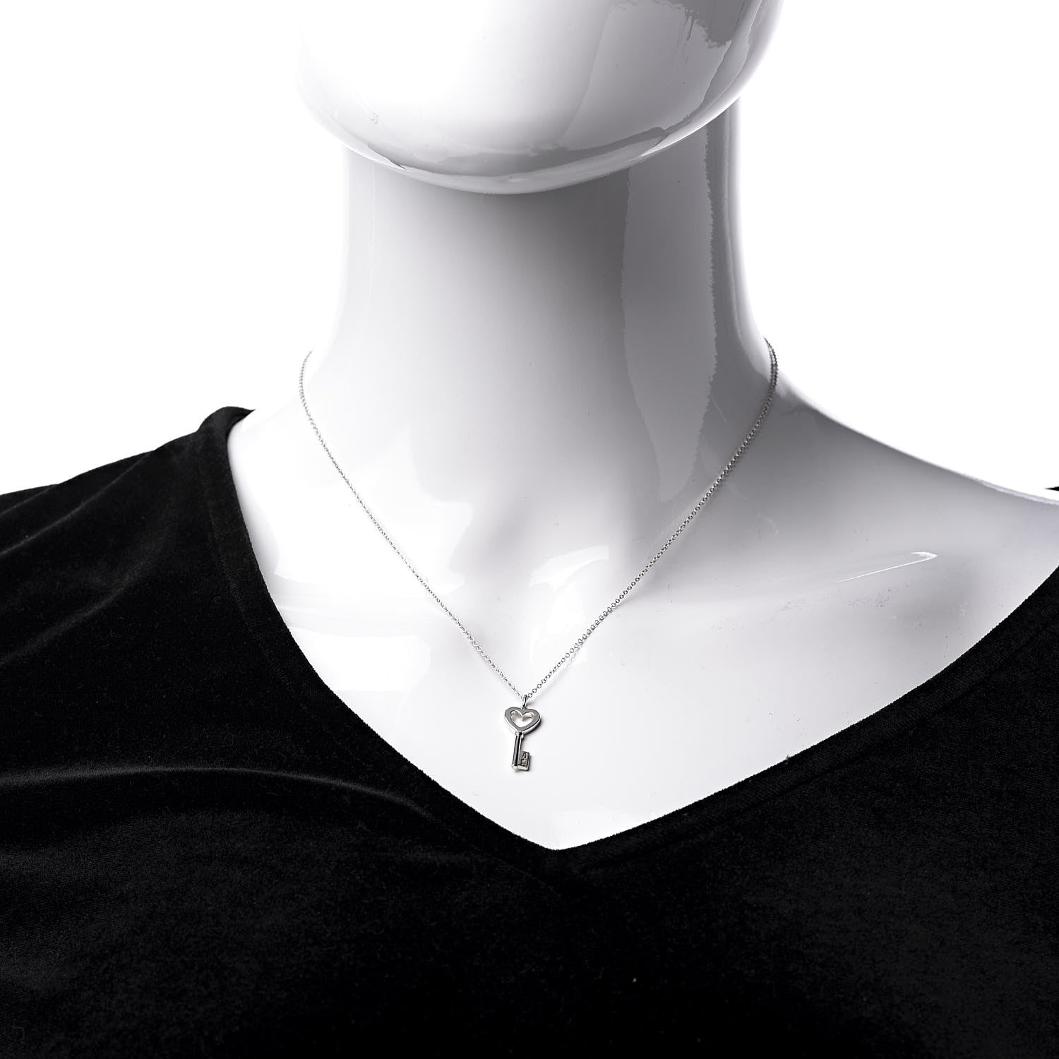 Tiffany Sterling Silver Mini Heart Key Pendant Necklace 2 of 7