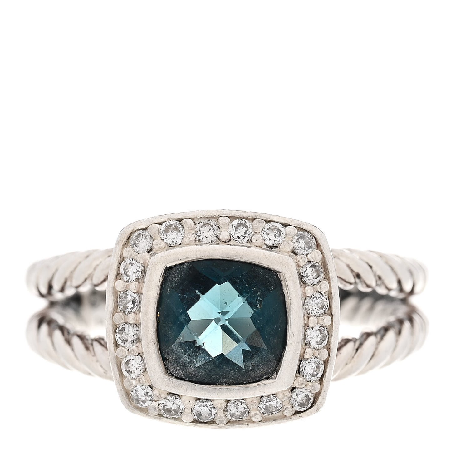 Sterling Silver Diamond Hampton Blue Topaz 7mm Petite Albion Ring 52 6