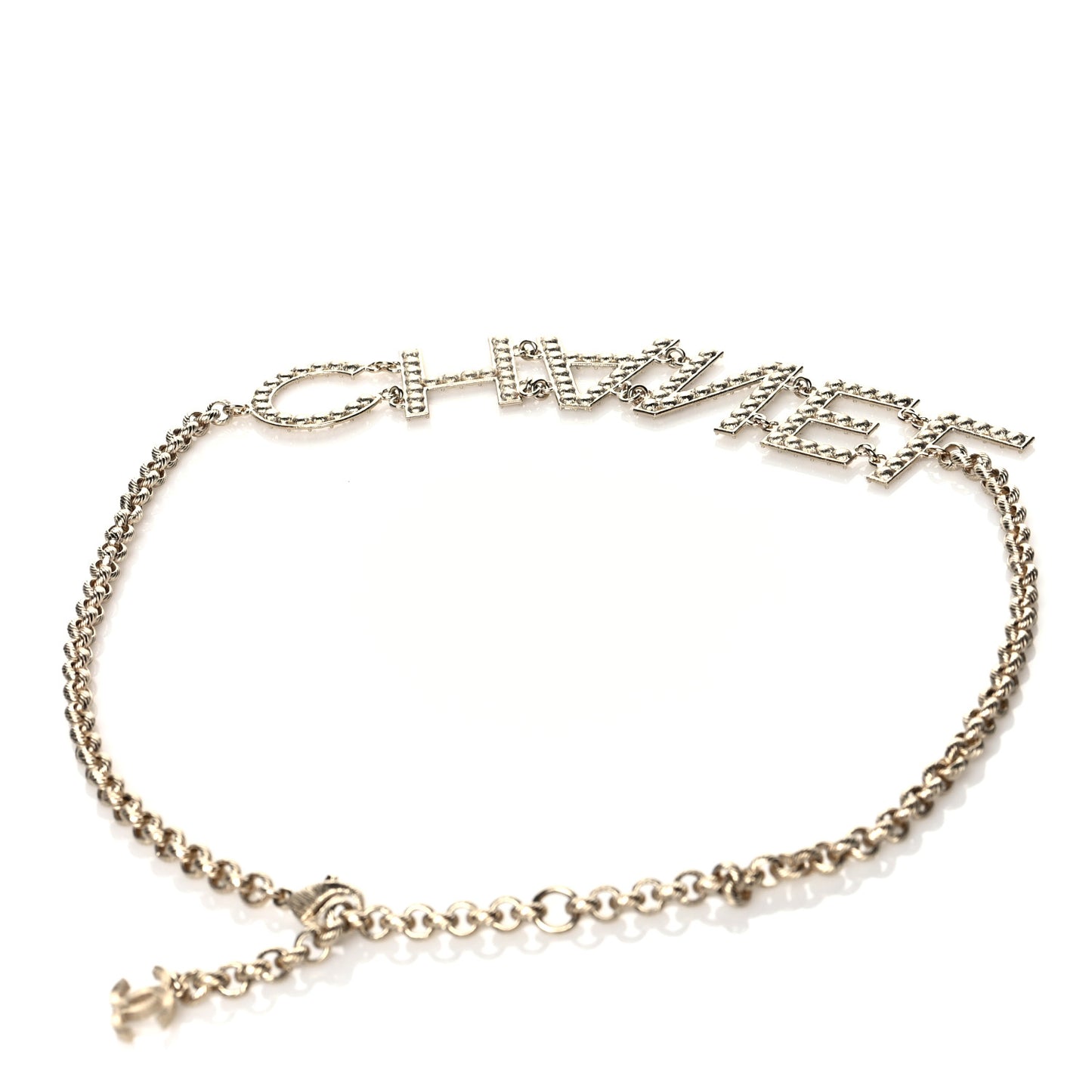 Crystal Chanel Logo Belt Gold