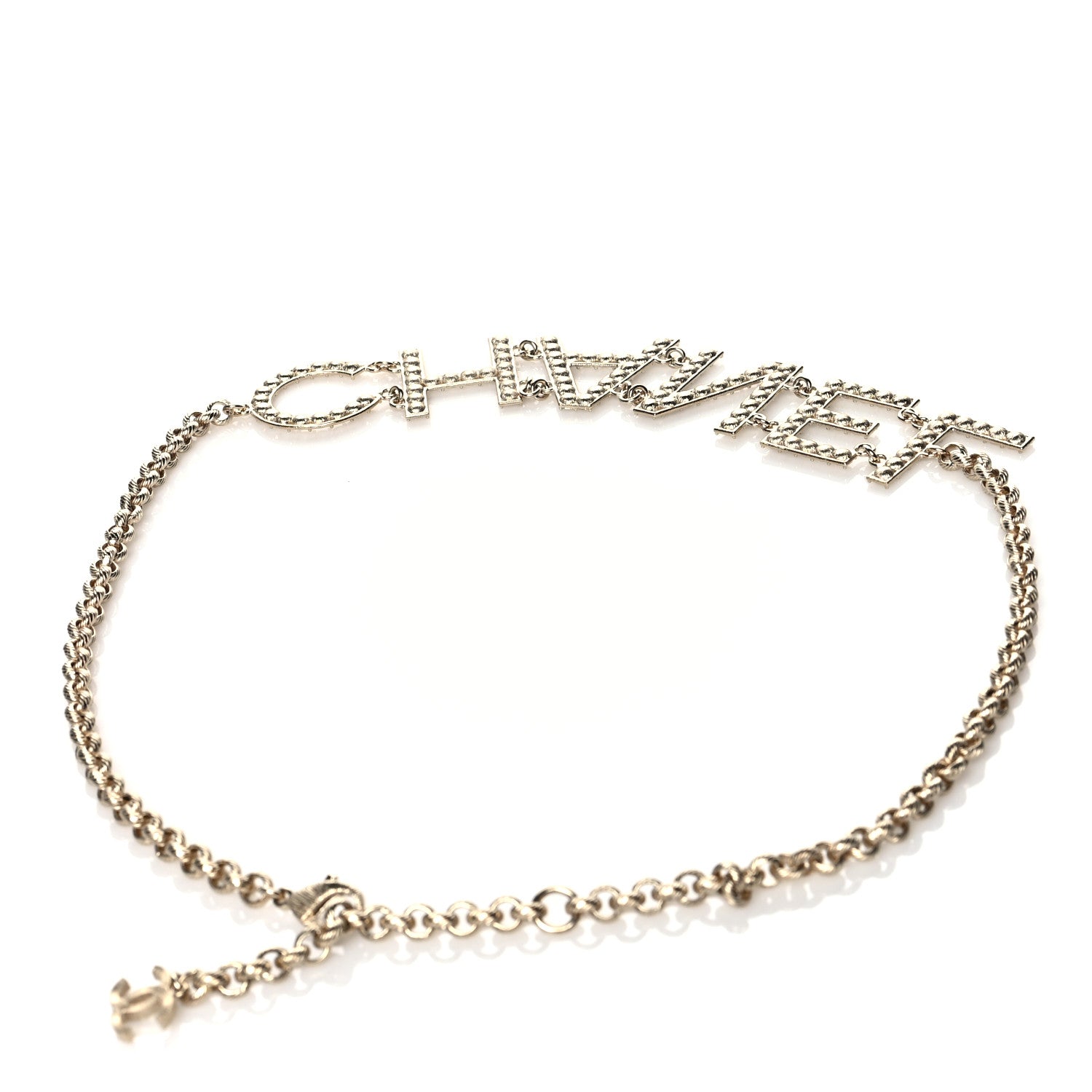 Chanel Crystal Chanel Logo Belt Gold 2 of 5