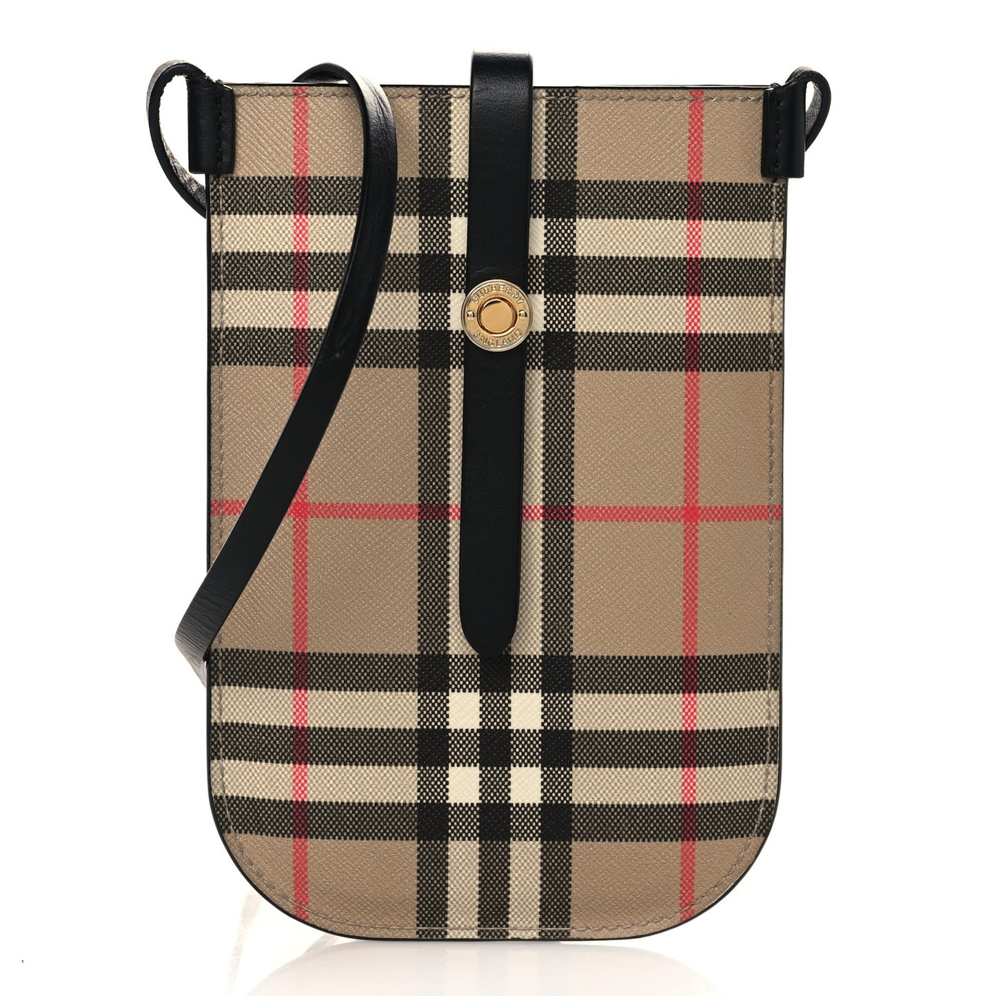 E-Canvas Calfskin Vintage Check Anne Phone Case With Strap Archive Beige