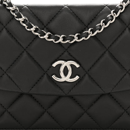 Chanel Lambskin Quilted Double Sided Wallet On Chain WOC Black 10 of 14