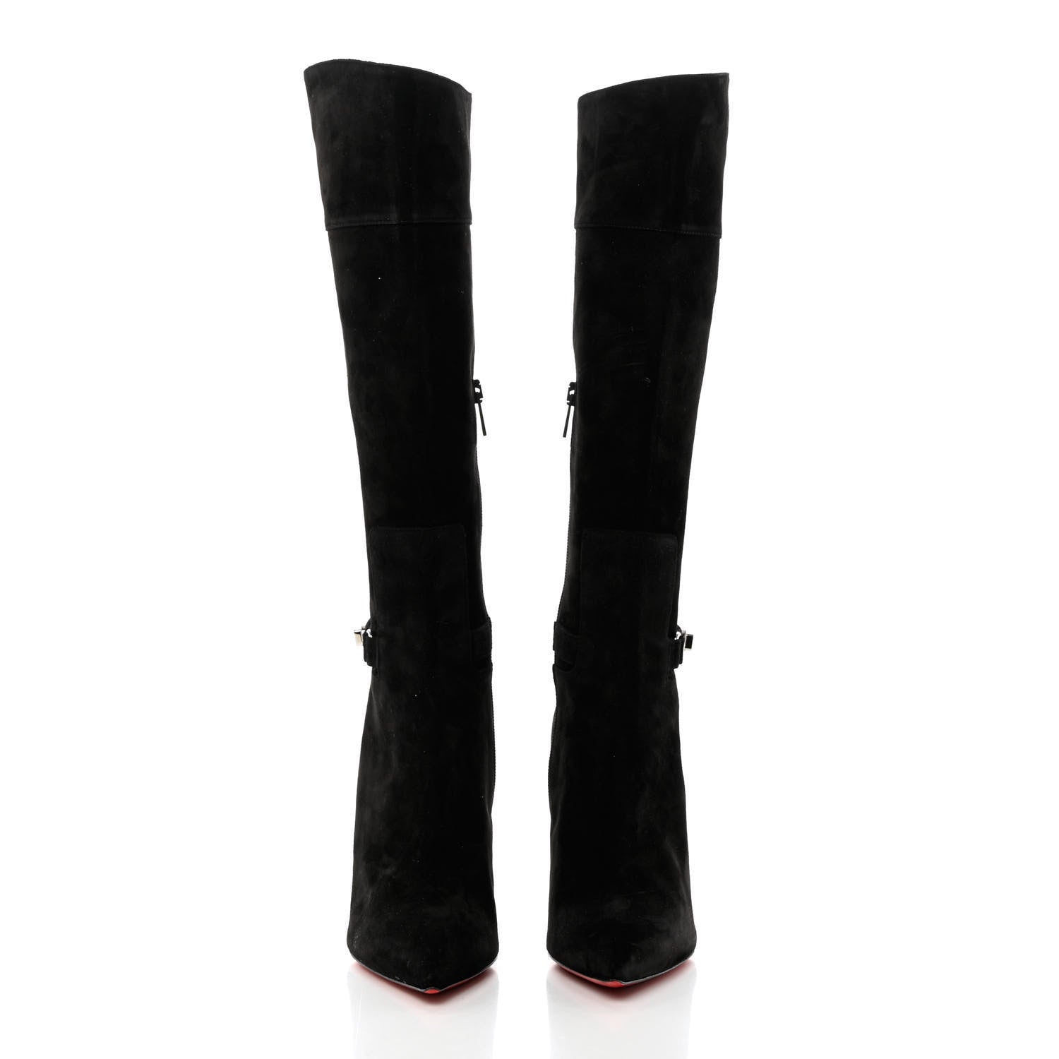 Christian Louboutin Suede Lock Kate Botta 100 Knee High Boots 37 Black 2 of 13