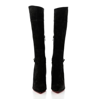 Christian Louboutin Suede Lock Kate Botta 100 Knee High Boots 37 Black 2 of 13