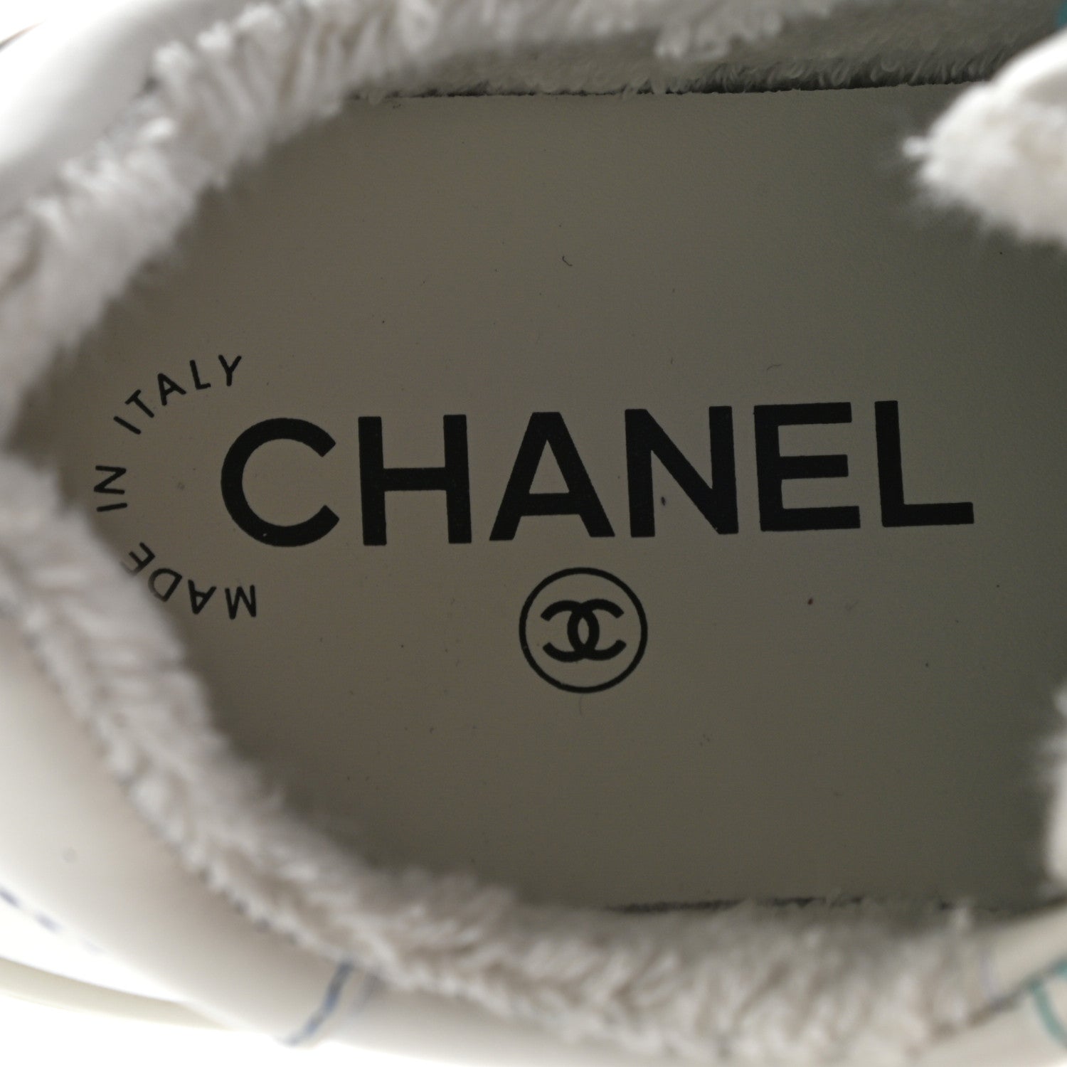 Chanel Calfskin Womens Logo Sneakers 36.5 White Blue 6 of 8