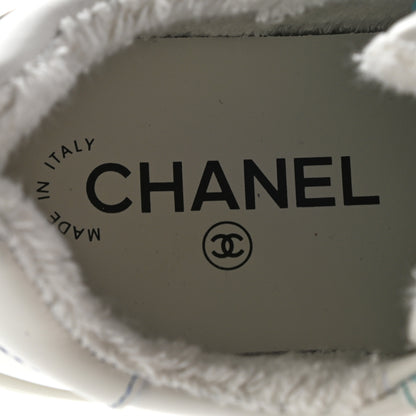 Chanel Calfskin Womens Logo Sneakers 36.5 White Blue 6 of 8