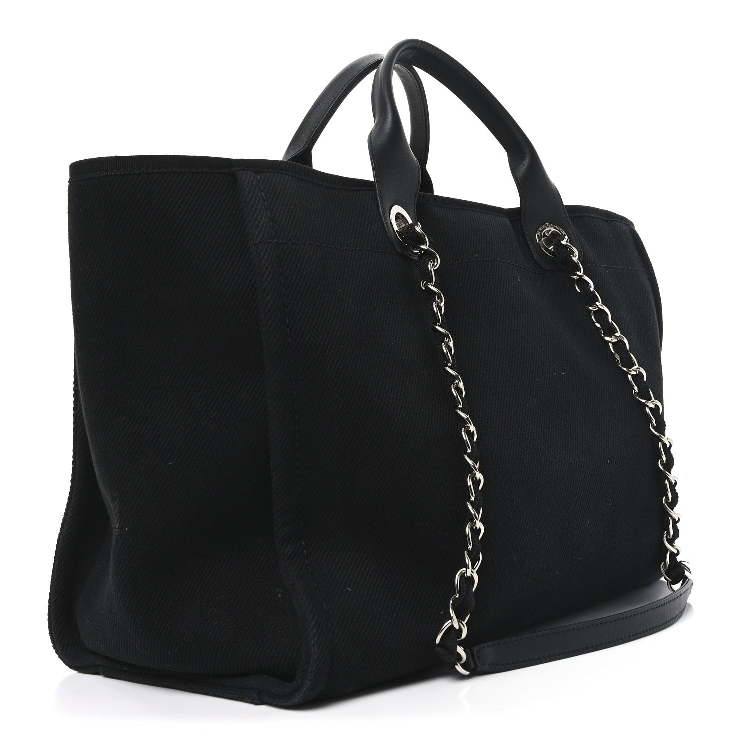 Chanel Canvas Pearl Medium Deauville Tote Black 3 of 10