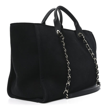 Chanel Canvas Pearl Medium Deauville Tote Black 3 of 10