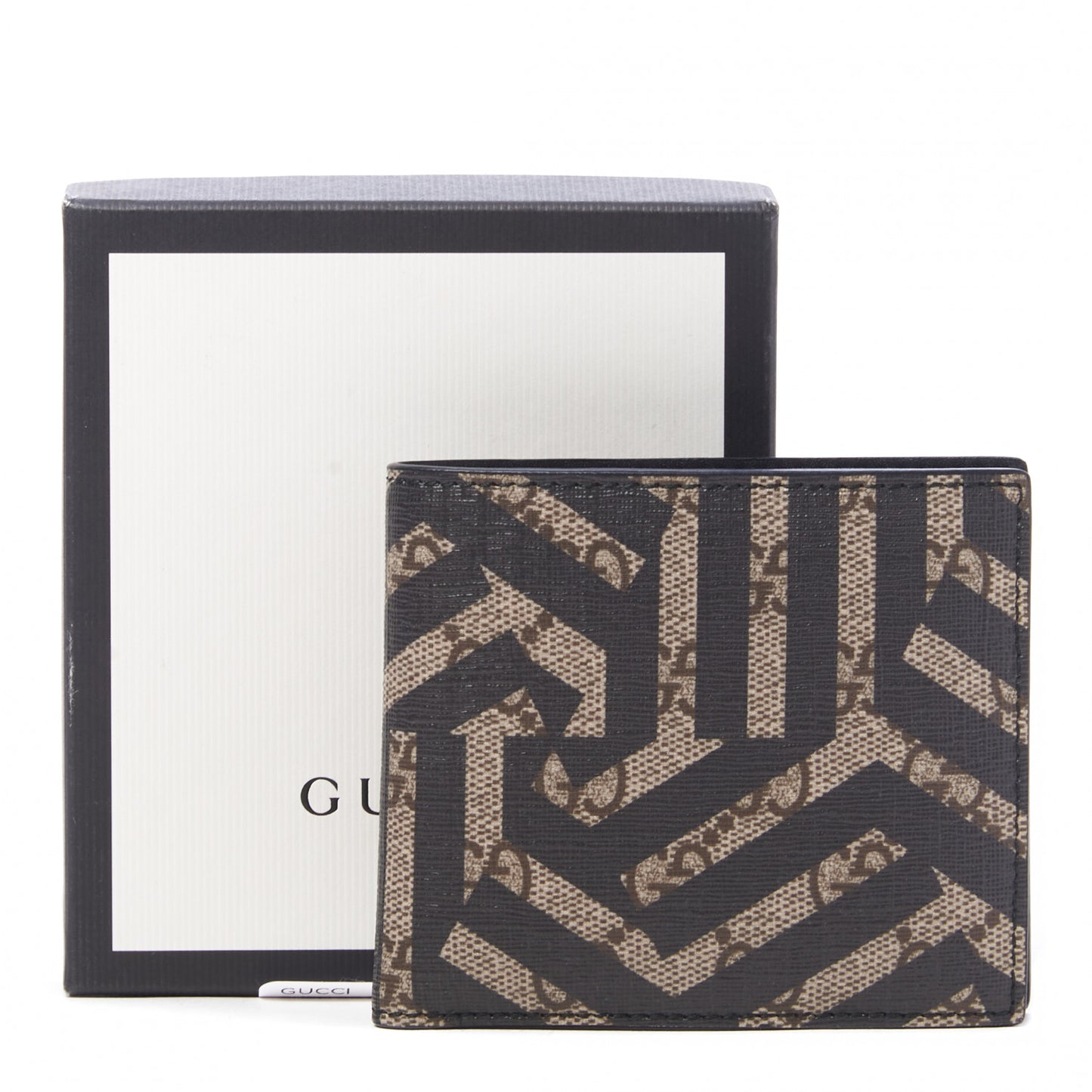 GG Supreme Monogram Caleido Compact Wallet Black