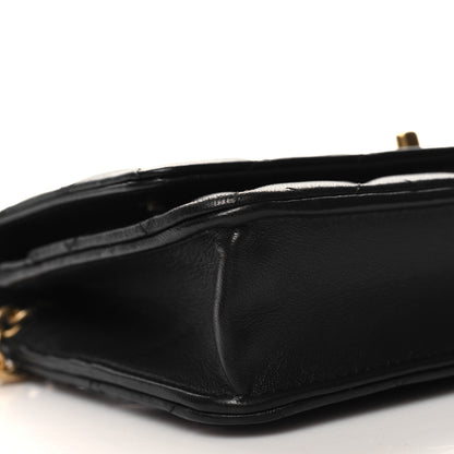 Chanel Lambskin Quilted Sweet Camellia Wallet On Chain WOC Black 10 of 12