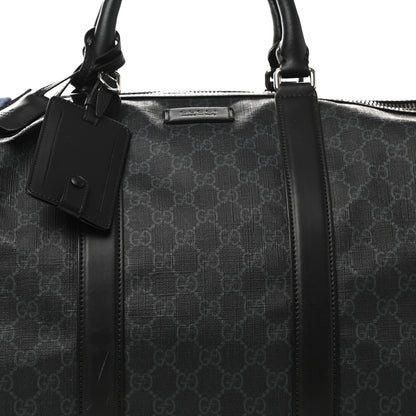 Gucci Soft GG Supreme Monogram Appia Calfskin Web Large Carry On Duffle Bag Black Grey 8 of 11