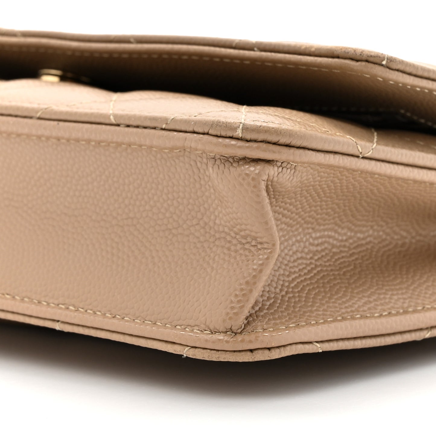 Caviar Quilted Wallet On Chain WOC Beige