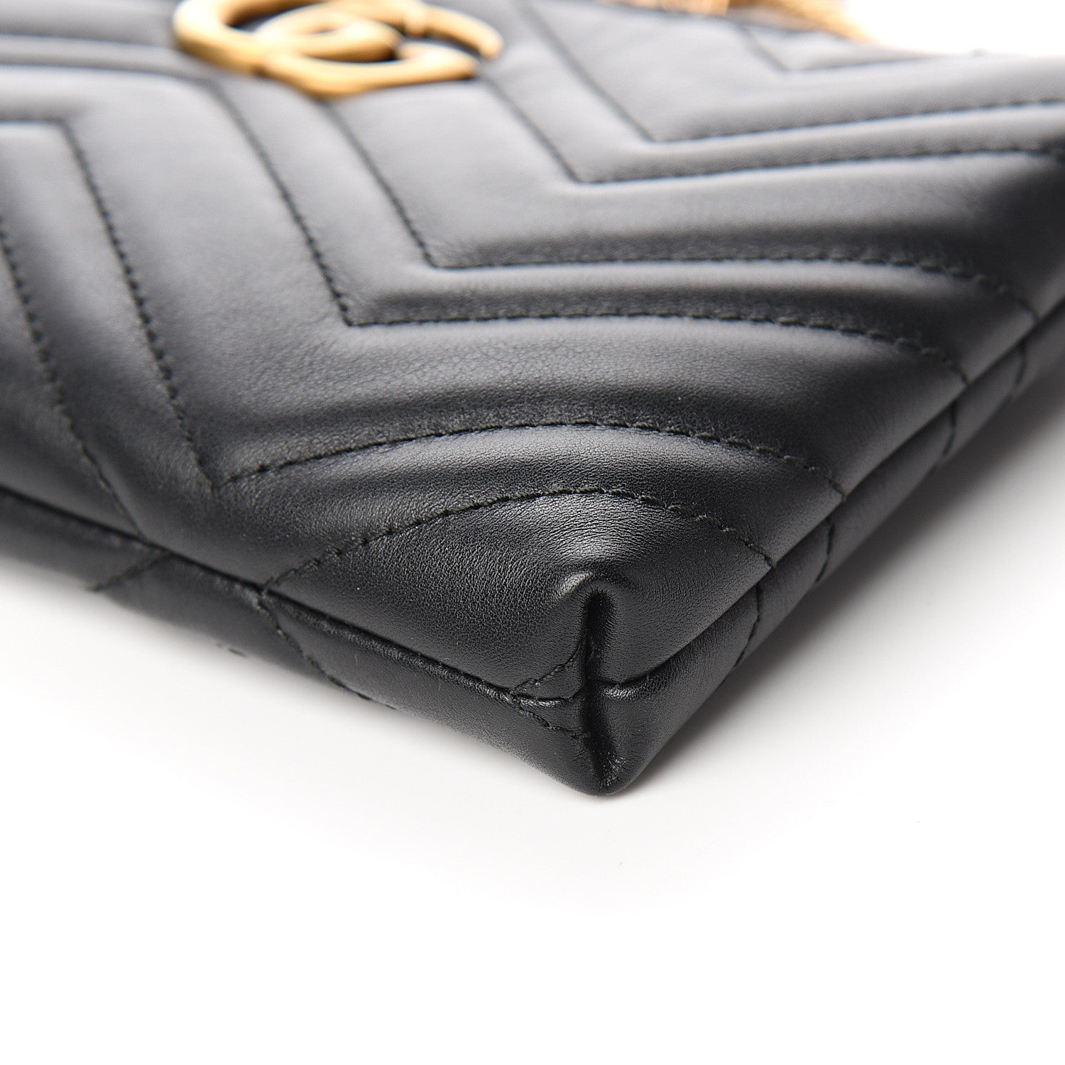 Gucci Calfskin Matelasse Mini GG Marmont Chain Bag Black 8 of 10